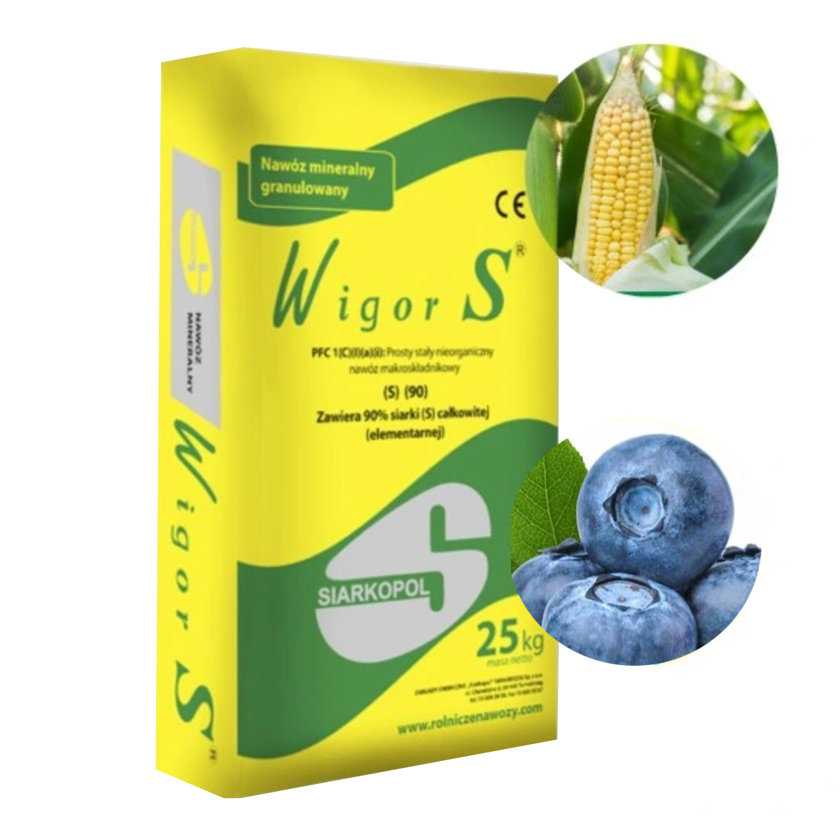Сірка гранульована з бентонітом Wigor S 25 кг для підкислення ґрунту та вирощування лохини